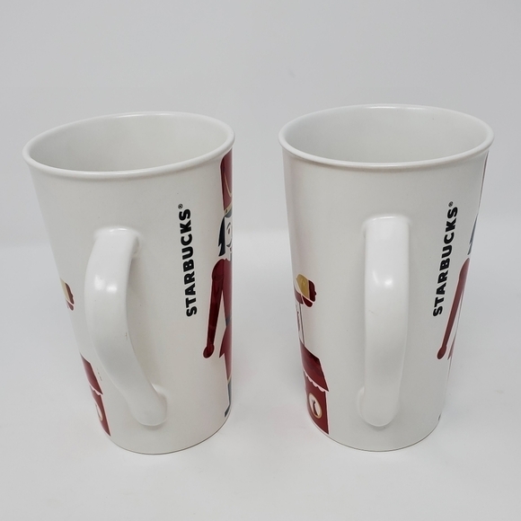 STARBUCKS RETIRED CERAMIC COFFEE MUGS HOLIDAY 2012 SET OF TWO NUTCRACKER - Picture 3 of 11